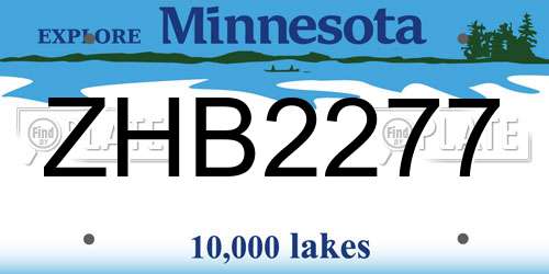 ZHB2277 Minnesota License Plate