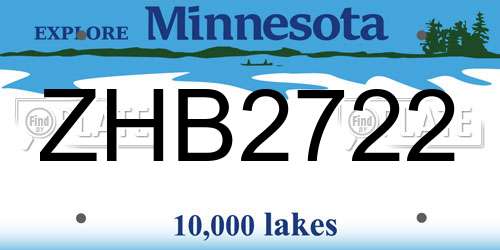 ZHB2722 Minnesota License Plate