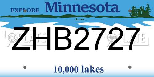 ZHB2727 Minnesota License Plate