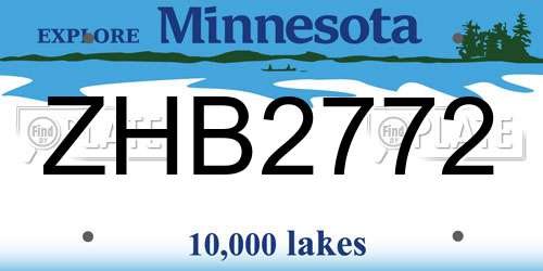 ZHB2772 Minnesota License Plate