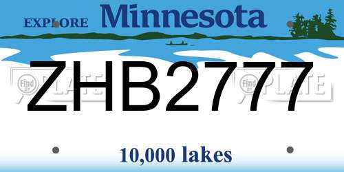 ZHB2777 Minnesota License Plate
