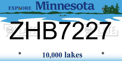 ZHB7227 Minnesota License Plate