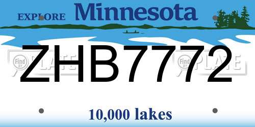 ZHB7772 Minnesota License Plate