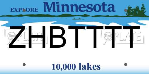 ZHBTTTT Minnesota License Plate