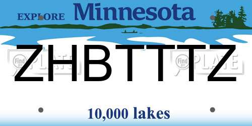 ZHBTTTZ Minnesota License Plate