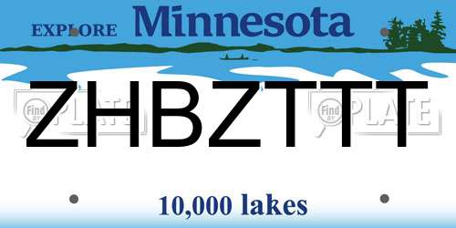 ZHBZTTT Minnesota License Plate