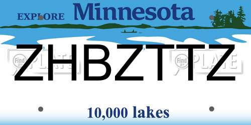 ZHBZTTZ Minnesota License Plate