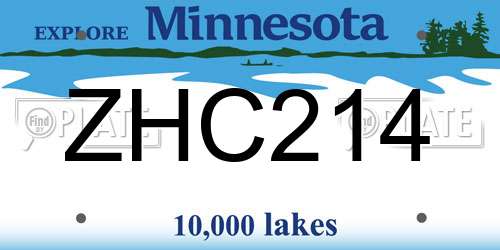ZHC214 Minnesota License Plate
