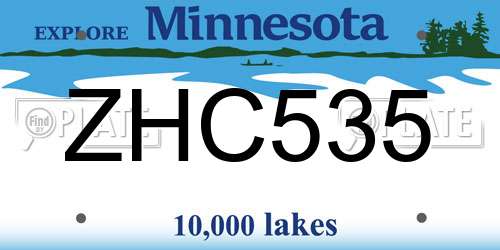 ZHC535 Minnesota License Plate