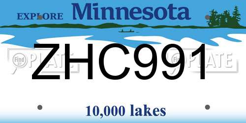 ZHC991 Minnesota License Plate