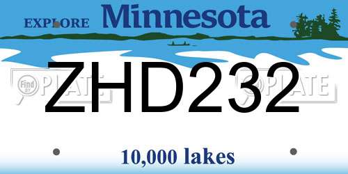 ZHD232 Minnesota License Plate