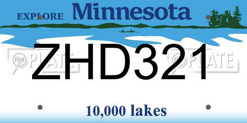 ZHD321 Minnesota License Plate