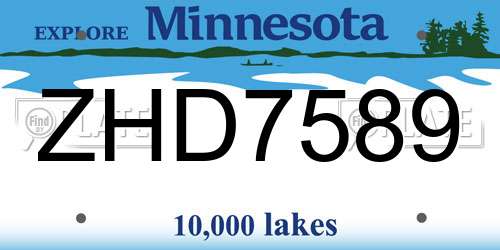 ZHD7589 Minnesota License Plate