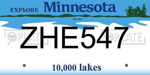 ZHE547 Minnesota License Plate