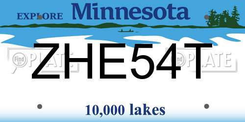 ZHE54T Minnesota License Plate