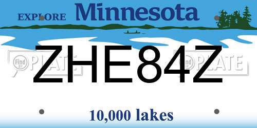 ZHE84Z Minnesota License Plate