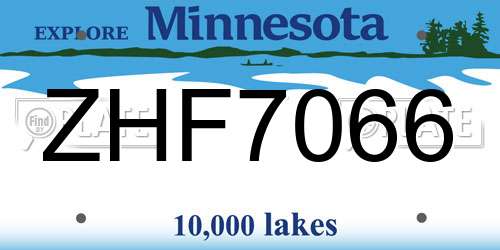ZHF7066 Minnesota License Plate