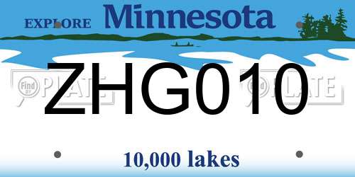 ZHG010 Minnesota License Plate