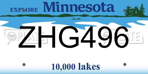 ZHG496 Minnesota License Plate