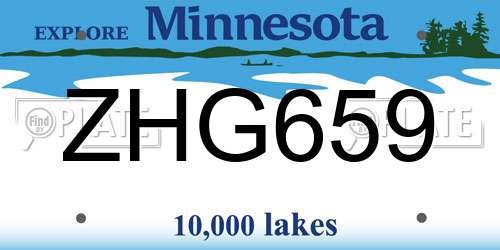 ZHG659 Minnesota License Plate