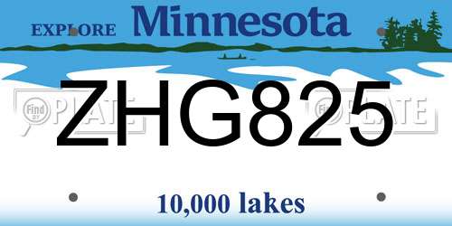 ZHG825 Minnesota License Plate