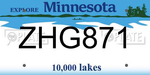 ZHG871 Minnesota License Plate