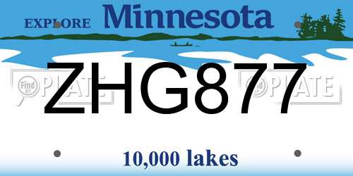 ZHG877 Minnesota License Plate