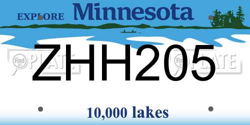 ZHH205 Minnesota License Plate