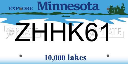 ZHHK61 Minnesota License Plate