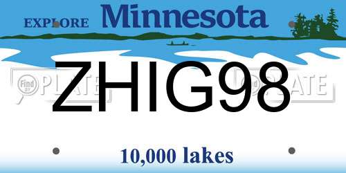ZHIG98 Minnesota License Plate