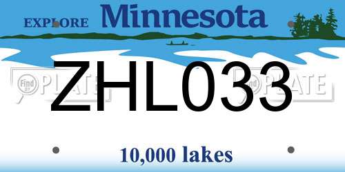 ZHL033 Minnesota License Plate