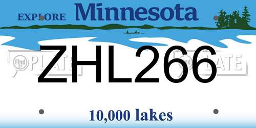 ZHL266 Minnesota License Plate