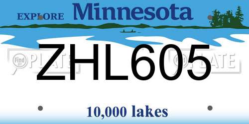 ZHL605 Minnesota License Plate