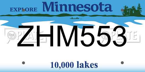 ZHM553 Minnesota License Plate