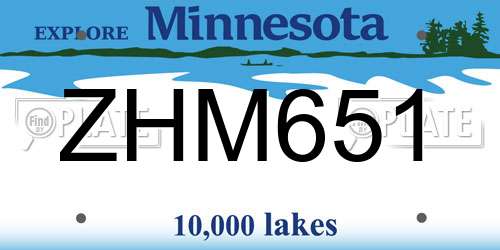ZHM651 Minnesota License Plate