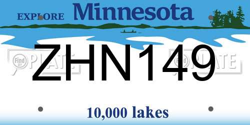 ZHN149 Minnesota License Plate
