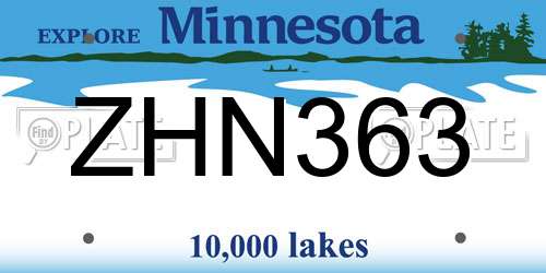 ZHN363 Minnesota License Plate