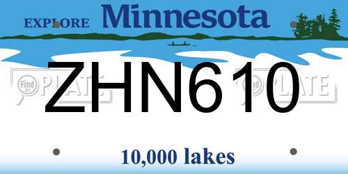 ZHN610 Minnesota License Plate