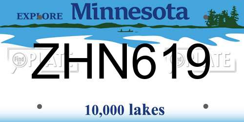 ZHN619 Minnesota License Plate