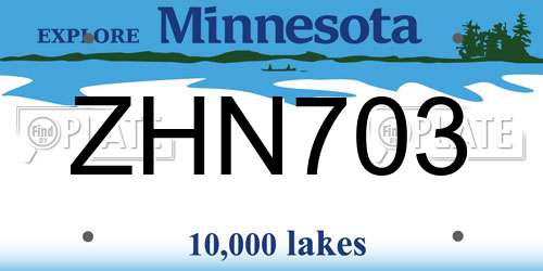 ZHN703 Minnesota License Plate