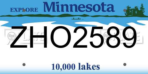 ZHO2589 Minnesota License Plate