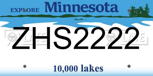 ZHS2222 Minnesota License Plate