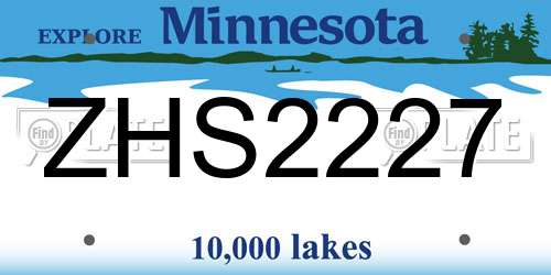 ZHS2227 Minnesota License Plate