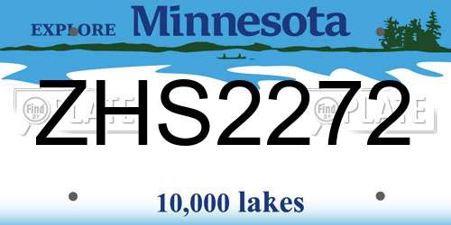 ZHS2272 Minnesota License Plate