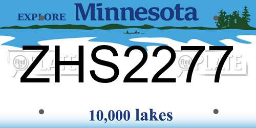 ZHS2277 Minnesota License Plate