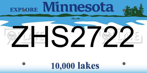 ZHS2722 Minnesota License Plate