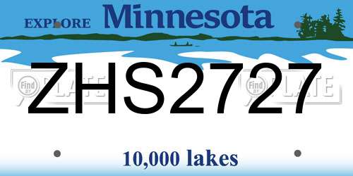ZHS2727 Minnesota License Plate