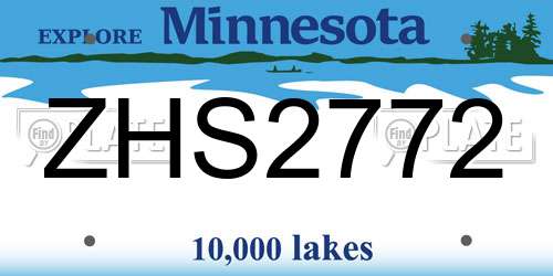 ZHS2772 Minnesota License Plate