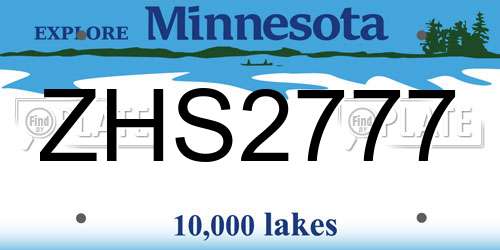 ZHS2777 Minnesota License Plate