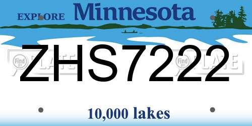ZHS7222 Minnesota License Plate